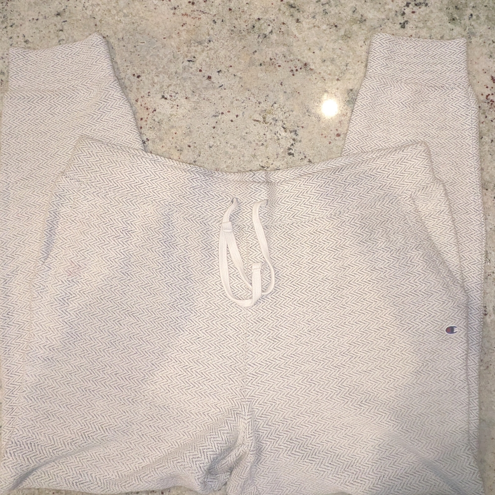 Champion Textured Jogger Pants XL Cream Herringbone Drawstring Lounge Athleisure